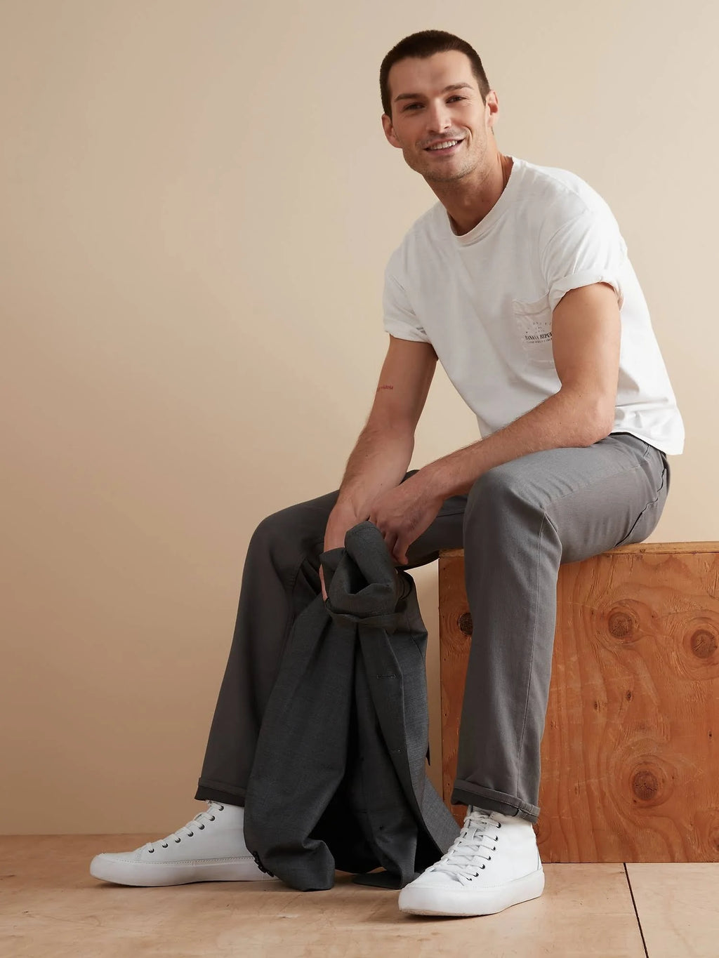 Slim Heathered Traveler Pant Smoke Gray 31W 32L U989