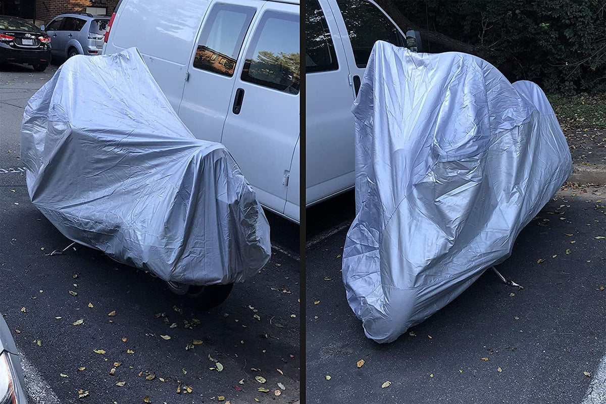 Motorcycle Cover with Reinforced Securing Straps and Storage Bag U9308