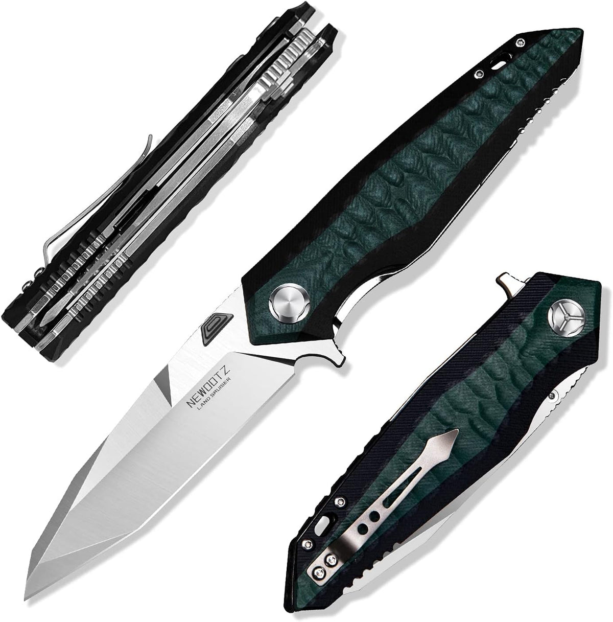 Green D2 Tool Steel Folding Pocket Knife with G10 Handle G2247