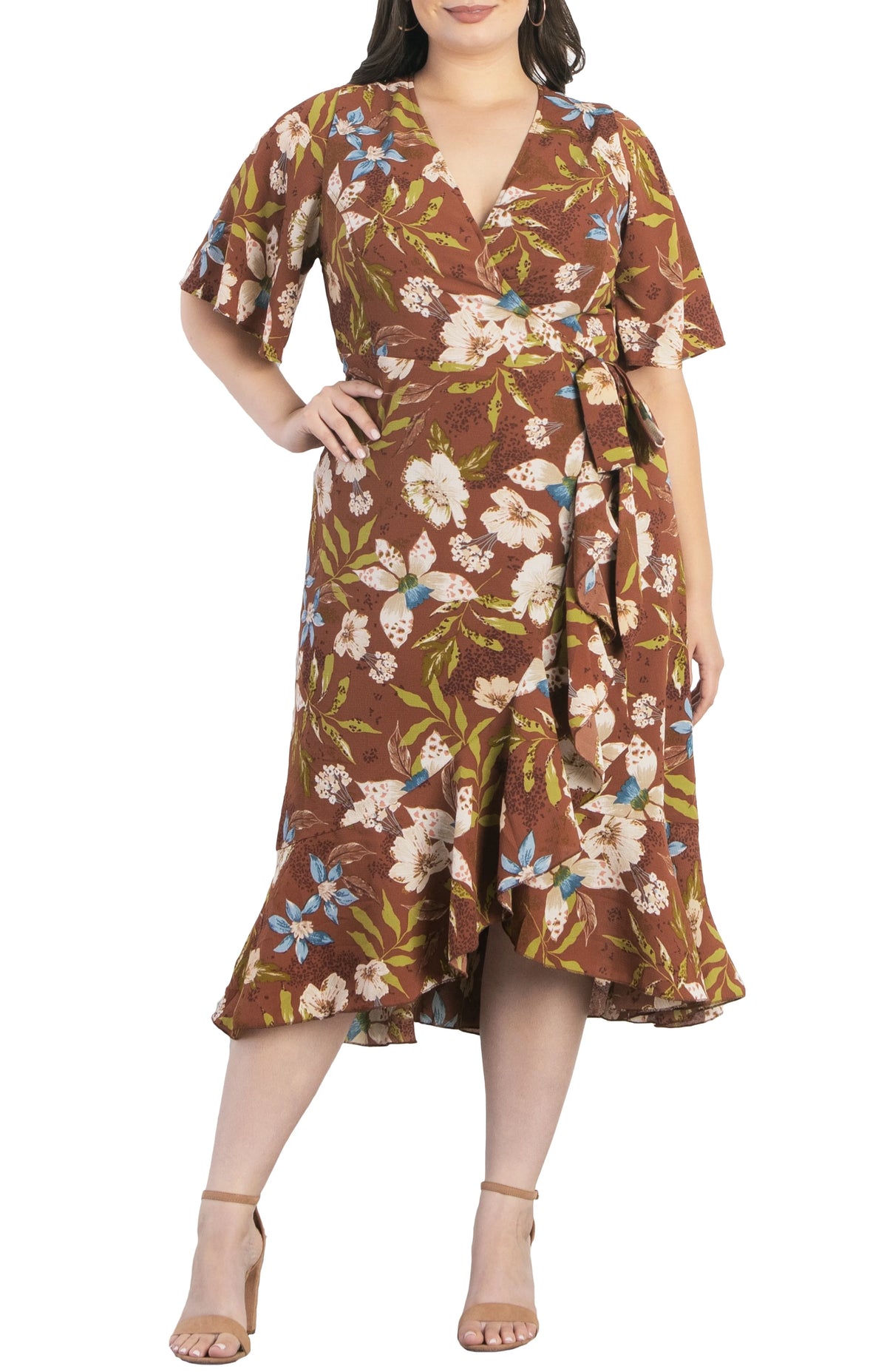 Plus Size Chloe Crepe Wrap Dress, True Wrap Cocktail Dress, Size 1X N401