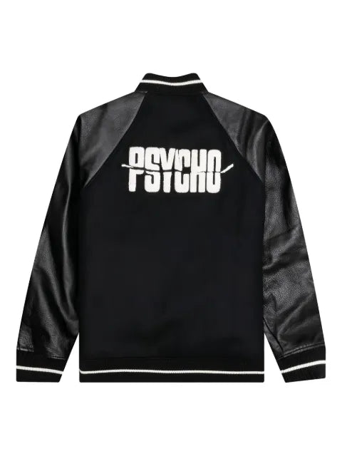 Undercover Psycho leather-sleeved bomber jacket