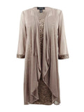 Lace Sequin-Embellished Dress & Jacket (6, Mocha) Q1252