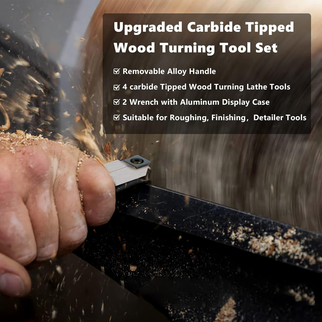 Carbide Turning Tools, 8 pcs Wood Turning Tools for Lathe E5582