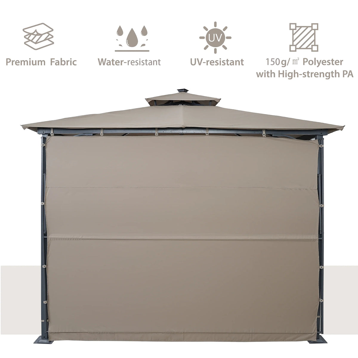 Brown 9.8ft.L x 9.8ft.W Gazebo with LED Light W22605