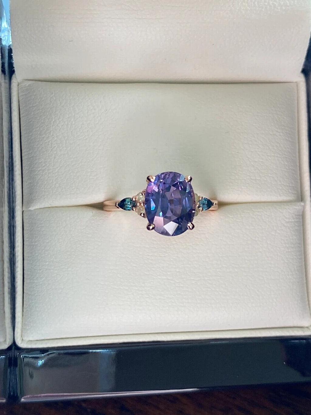 Natural Blue Tanzanite Gemstone 14k Rose Gold Ring F156