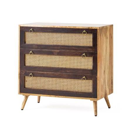 Natural and Walnut 3 Drawer Mango Wood Sideboard N17803