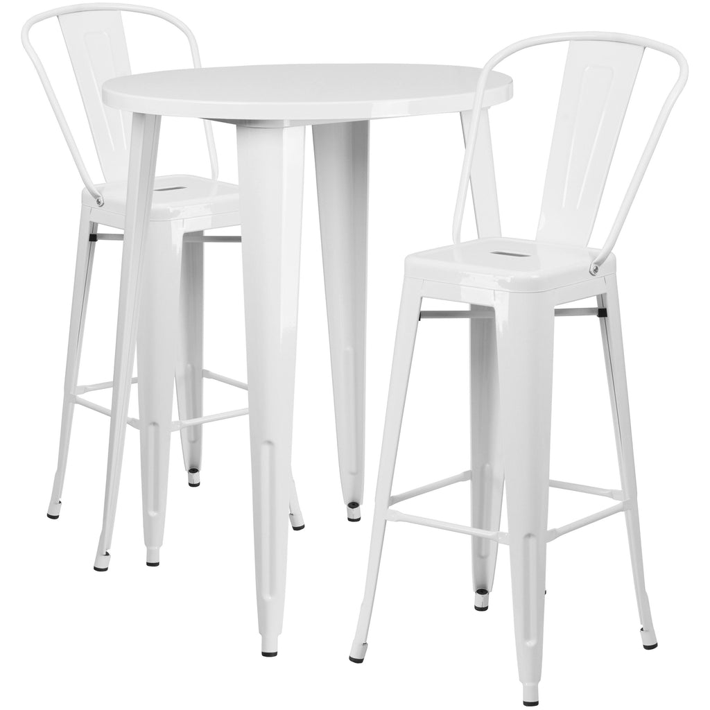 Round Green Metal Bar Table Set with 2 Stools K24398