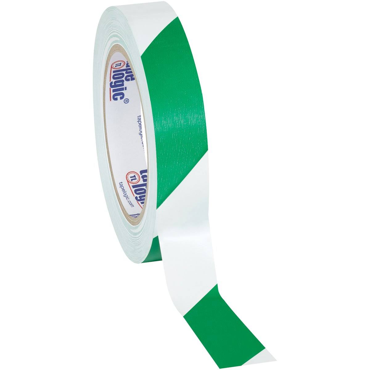 Green/White Striped Vinyl Safety Tape, 48/Case Z9795