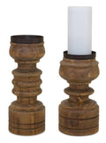 Candle Holder Set of 2 Wood Q5821