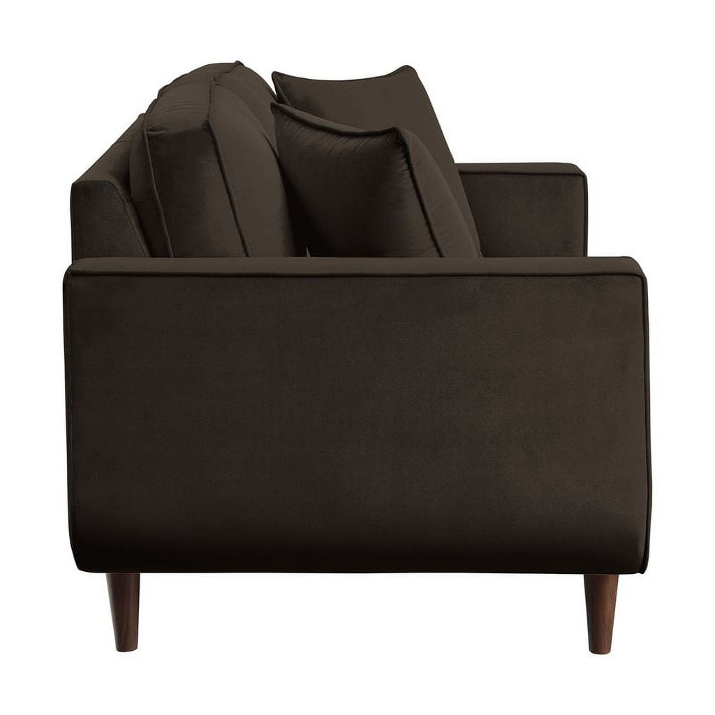 Chocolate Velvet Wood Loveseat I1088