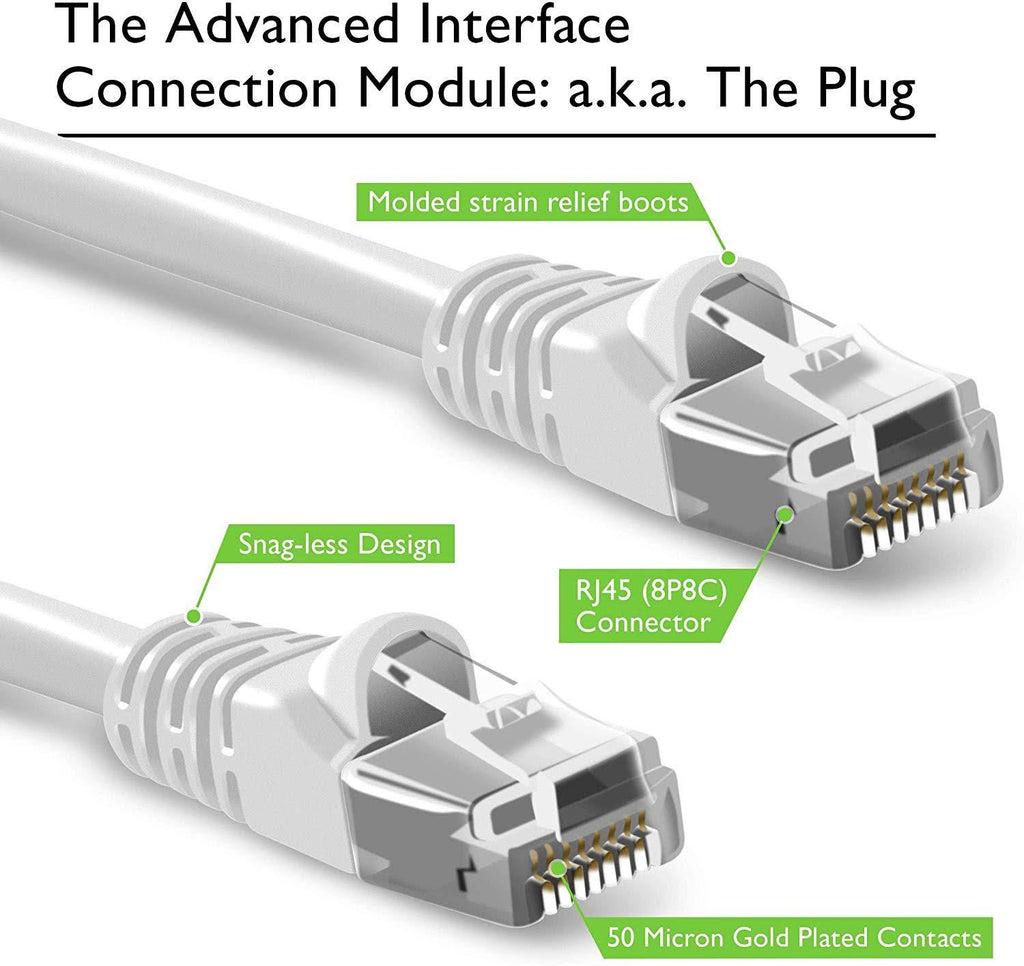 100-Pack Cat 6 Ethernet Cable White 0.5 Feet D730