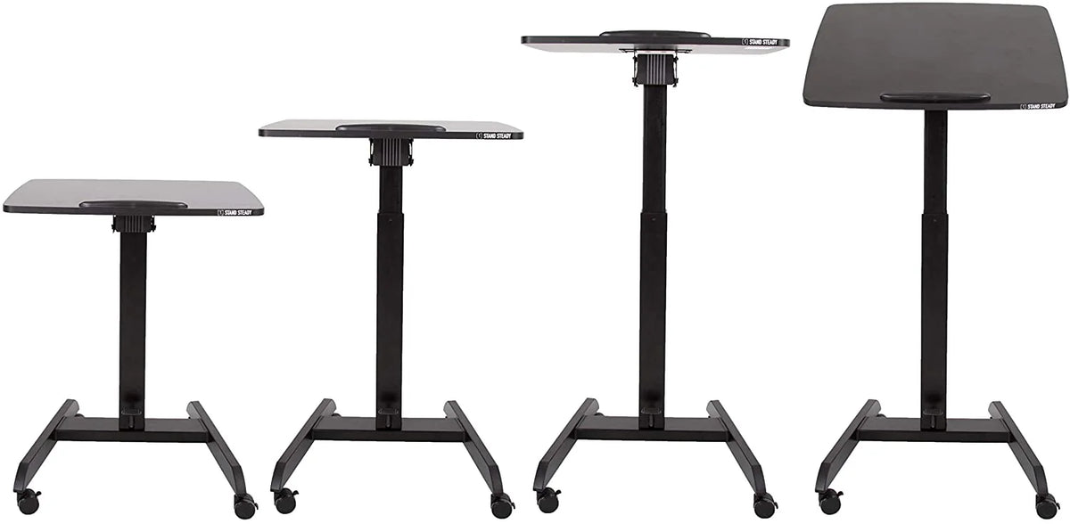 Black Mobile Podium with Pneumatic Height Adjustments U3471
