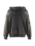 SAINT MXXXXXX distressed logo-patch hoodie