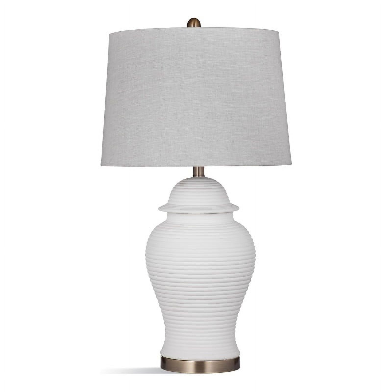 Ceramic Table Lamp with Tapered Shade in White/Gray V2644