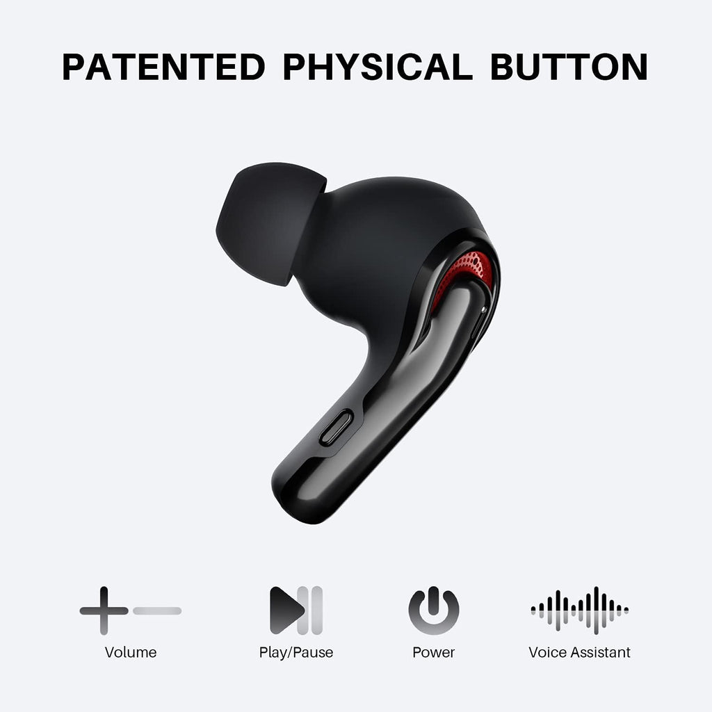 Wireless Earbuds Bluetooth 5.2 with 4 Mics, 50H Playtime, Black Pack of 2 O431