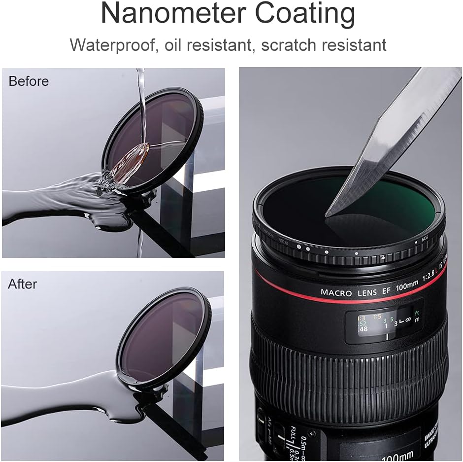 82mm Variable ND Filter ND8-ND128 (3-7 Stop) HD Hydrophobic VND Filter J11845