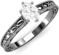 Oval White Sapphire Marquise Solitaire Engagement Ring 14K White Gold Size 7.75 S681556