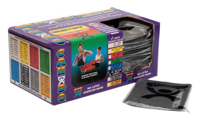 Latex Free Exercise Band Box of 40 4 ft 5-Piece Set P916