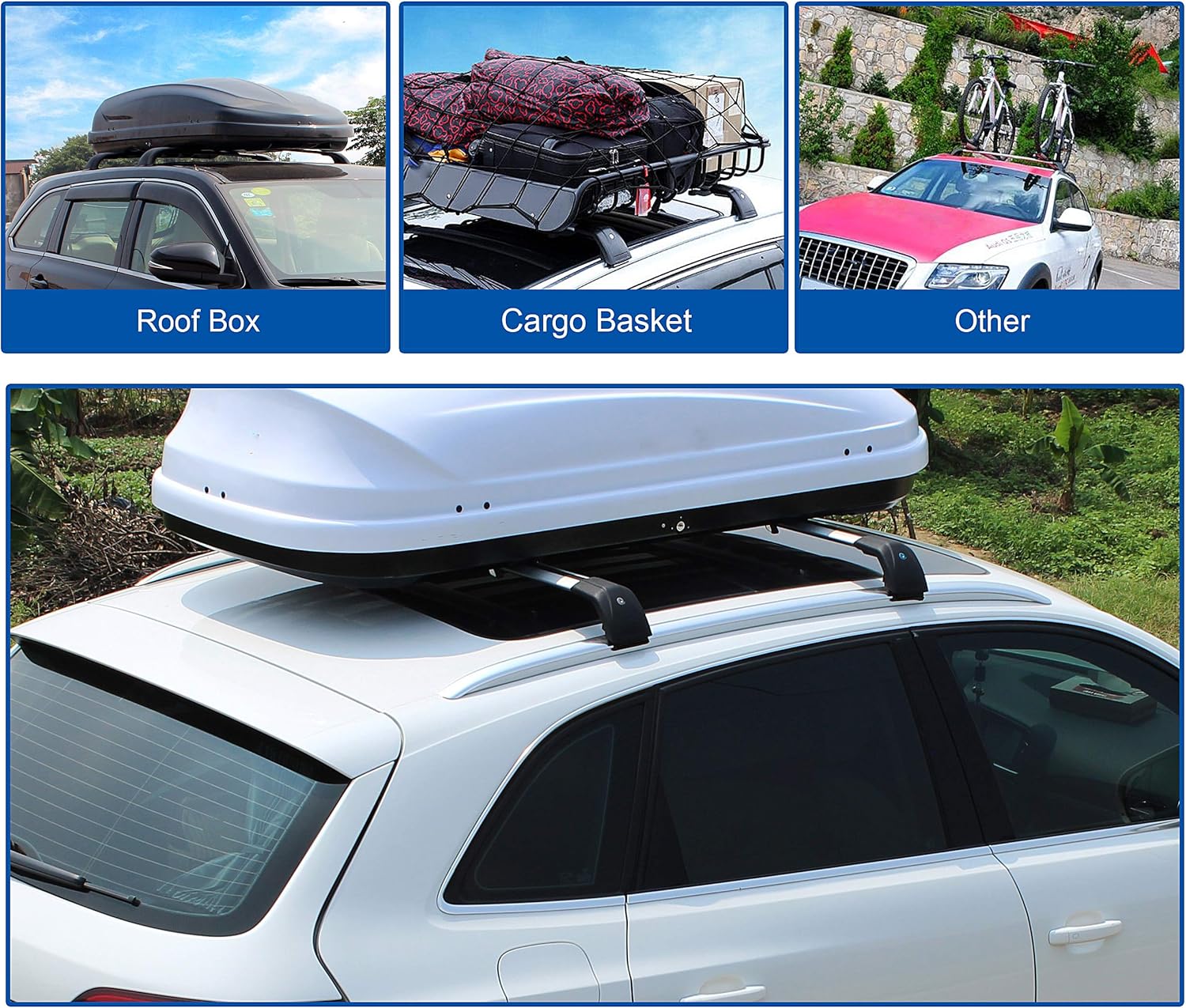 Roof Rack Cross Bars Black Matte with Anti-Theft Locks R31932