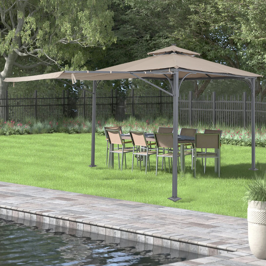 Brown 9.8ft.L x 9.8ft.W Gazebo with LED Light W22605
