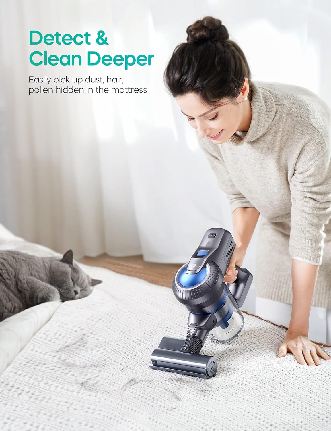Cordless Stick Vacuum 4 in 1 with LED Headlights H410