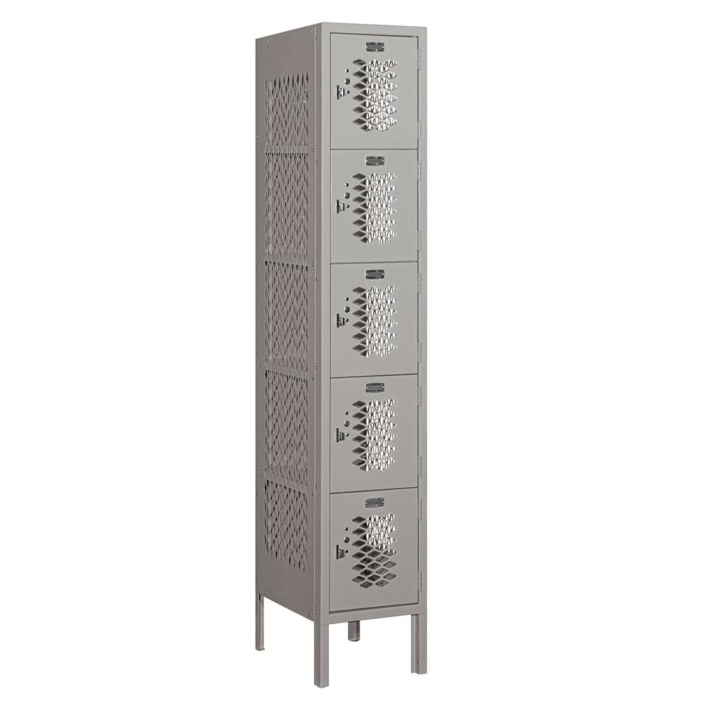 12x22 Wide Five Tier Vented Metal Locker - Gray F87186