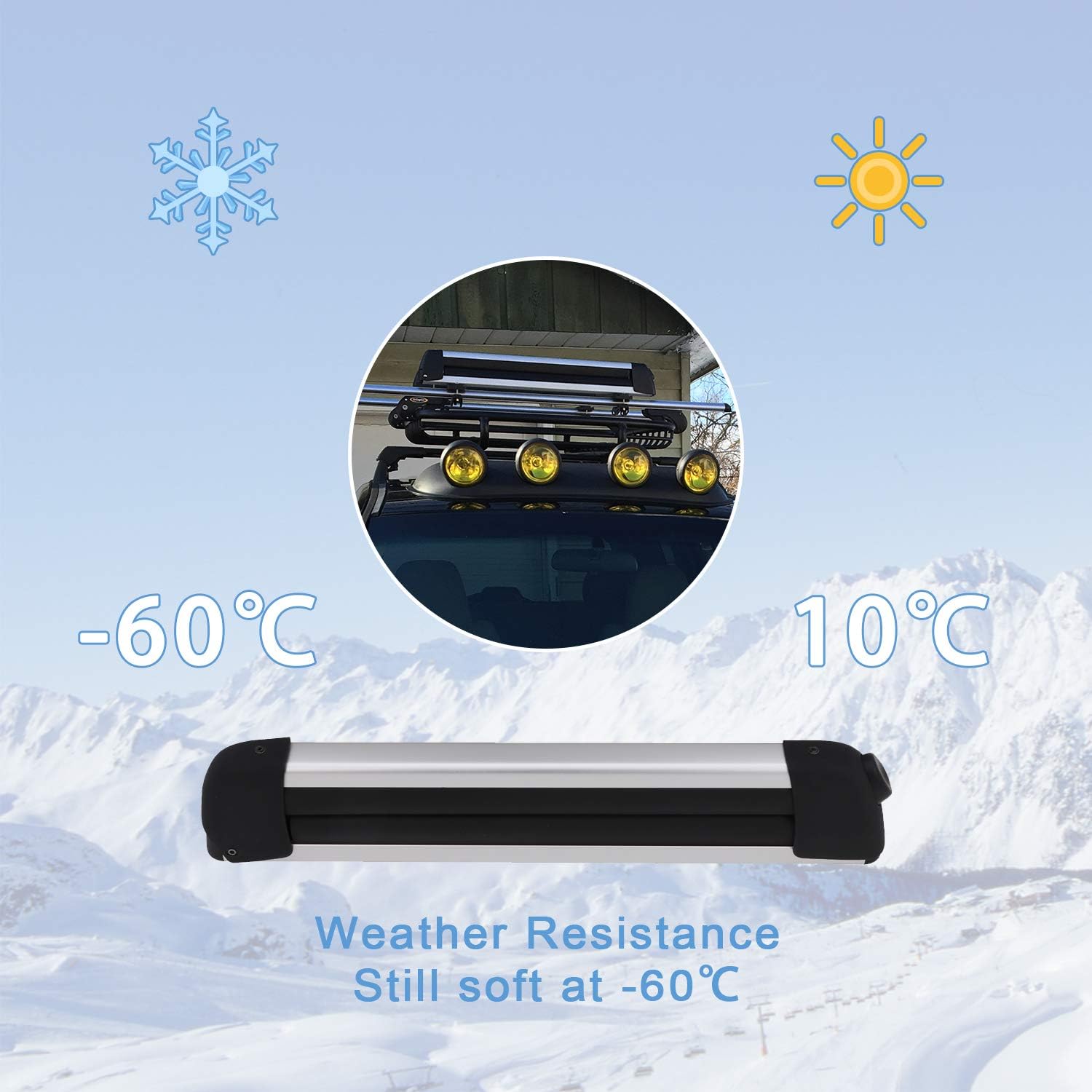 Lockable Cross Bars Carrier & Ski Snowboard Racks Kit R71776