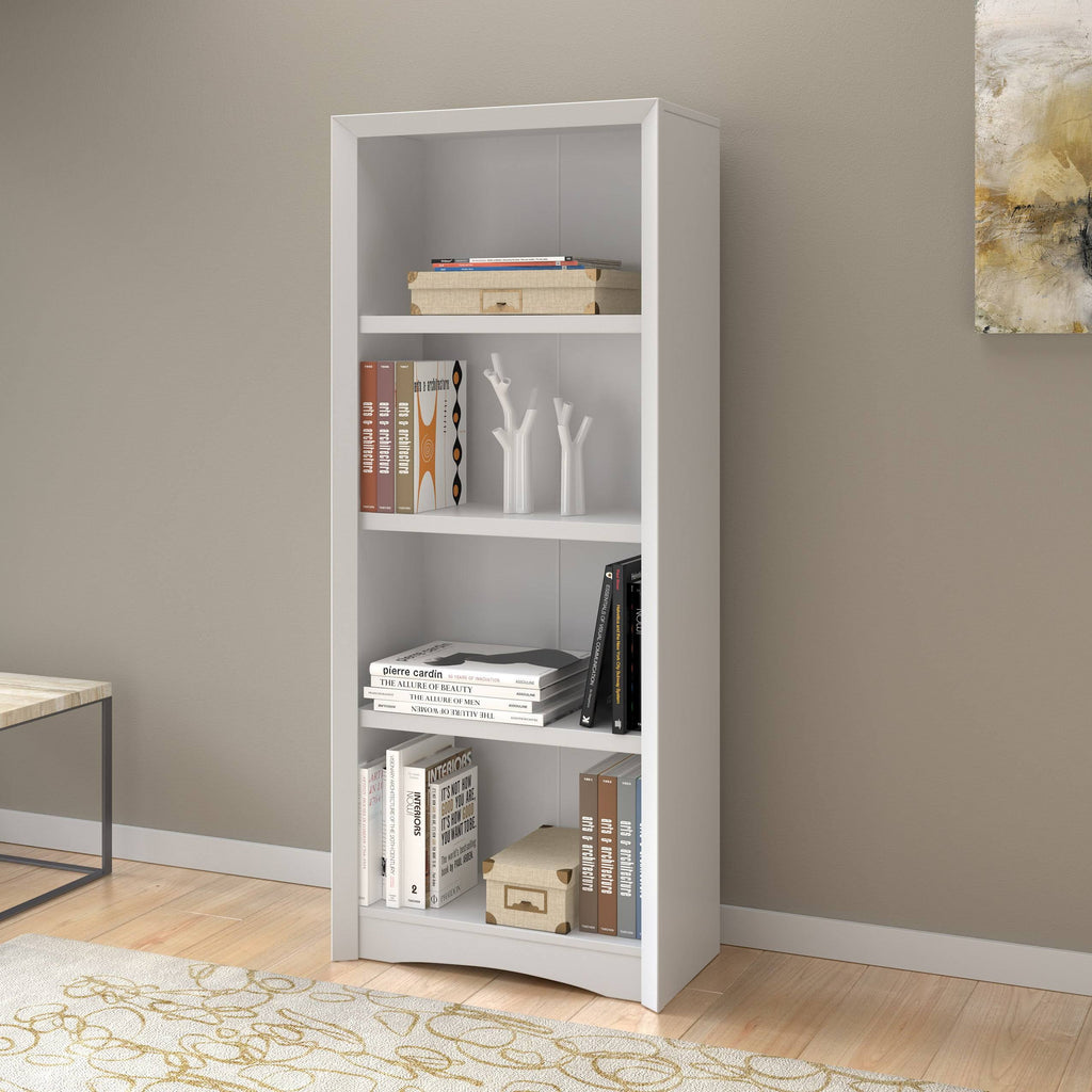 Brown Tall Adjustable Bookcase with Faux Woodgrain Finish I418