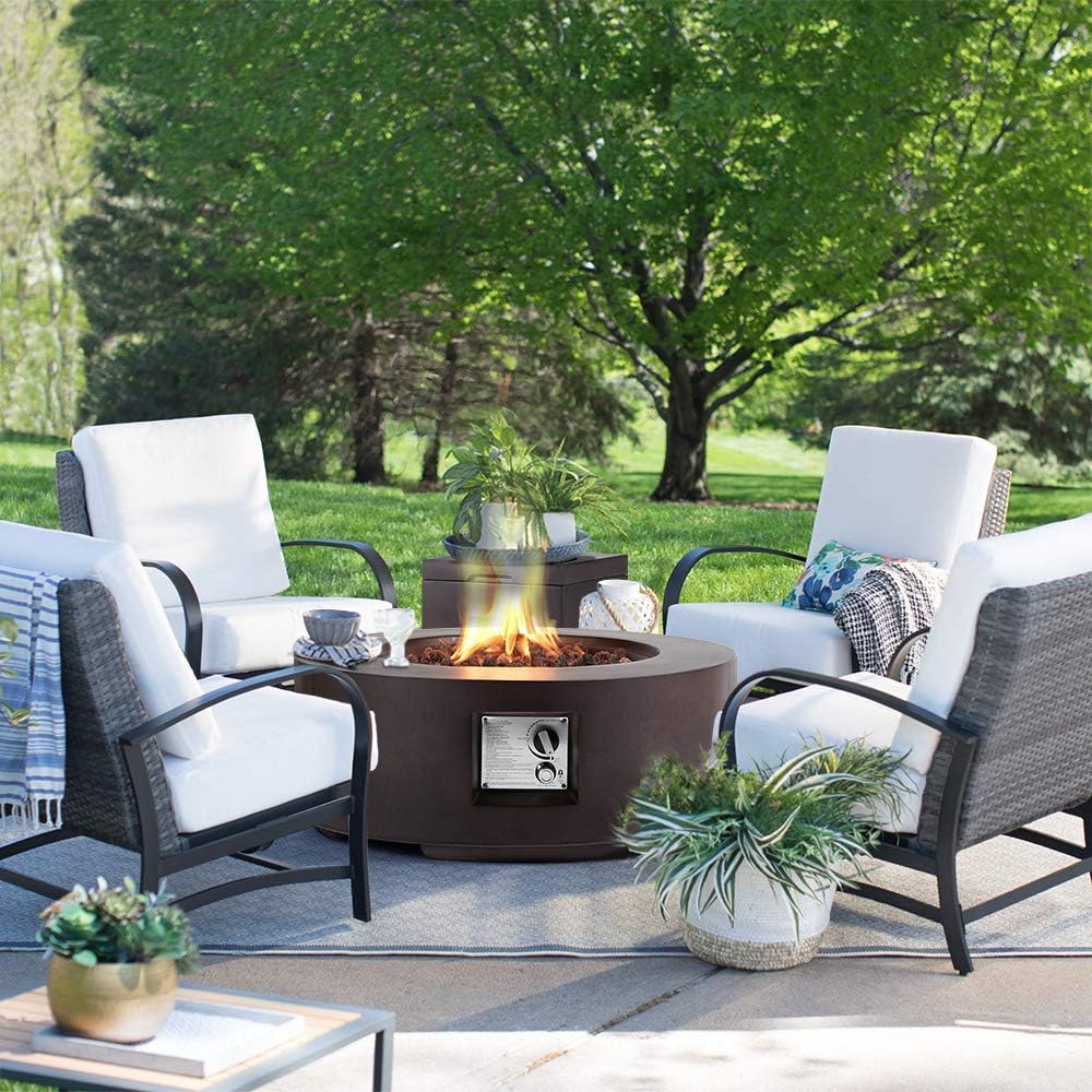 30in Outdoor Propane Fire Pit with Lava Rocks D833