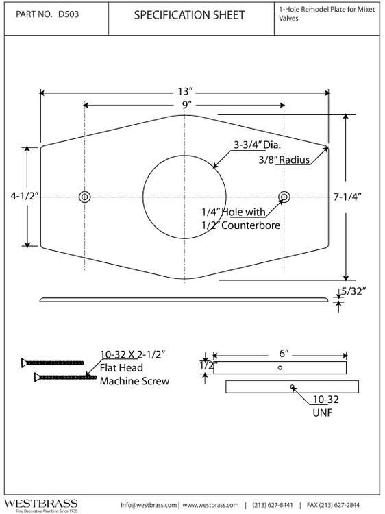 One-Hole Remodel Plate for Mixet S6027