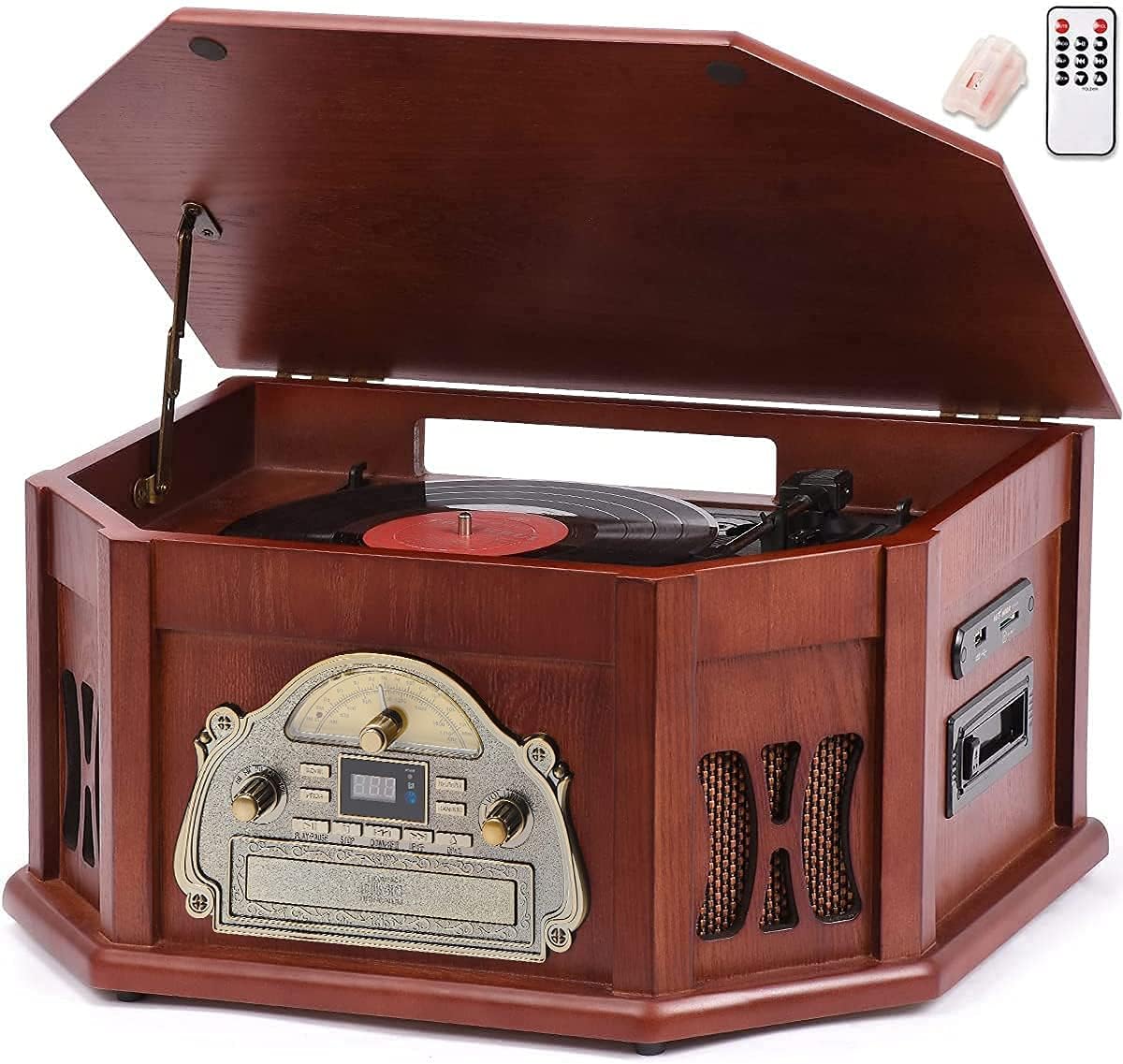 10-in-1 Bluetooth Record Player with 2 Built-in Speakers D34325