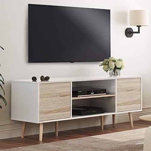Mid-Century Modern Wood TV Stand with Storage T414484