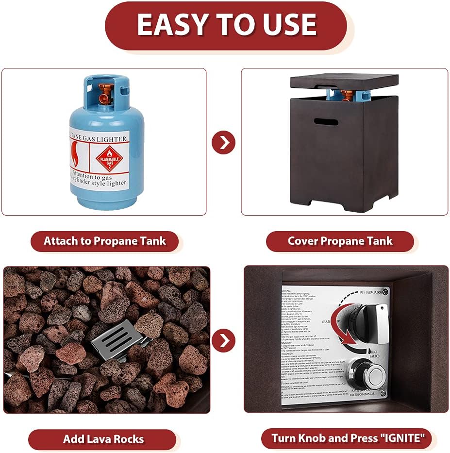 30in Outdoor Propane Fire Pit with Lava Rocks D833