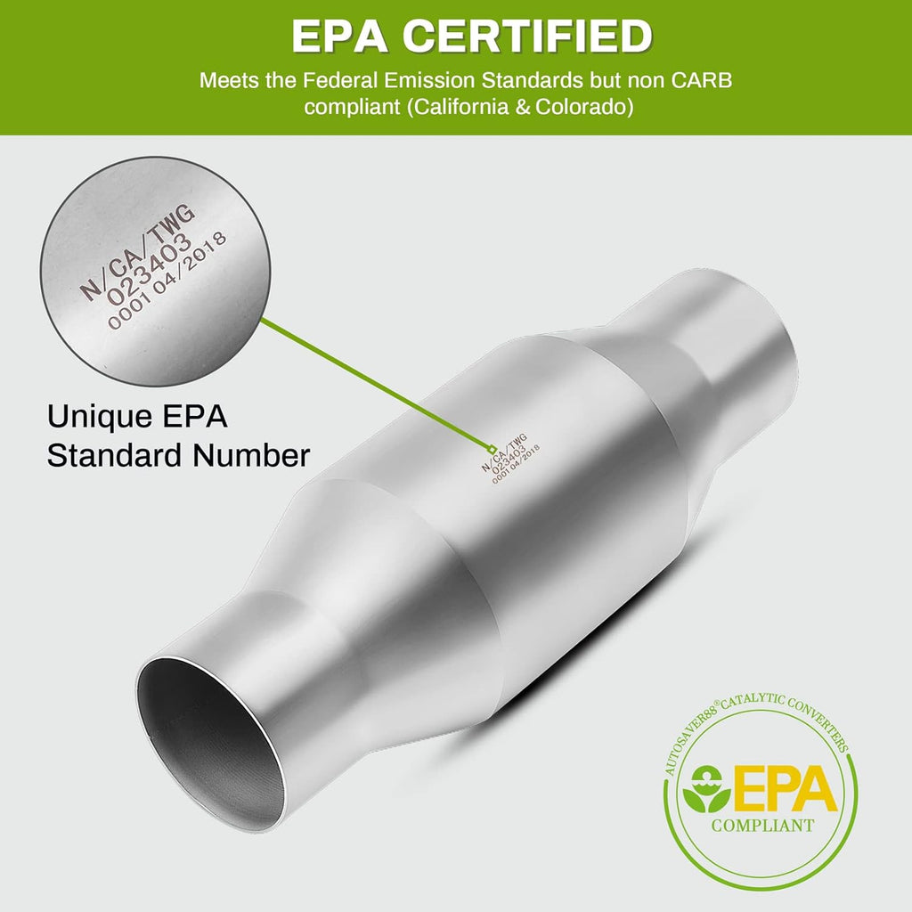 2-Pack Universal Catalytic Converter, 2.5 Inlet/Outlet, Stainless Steel Shell S932