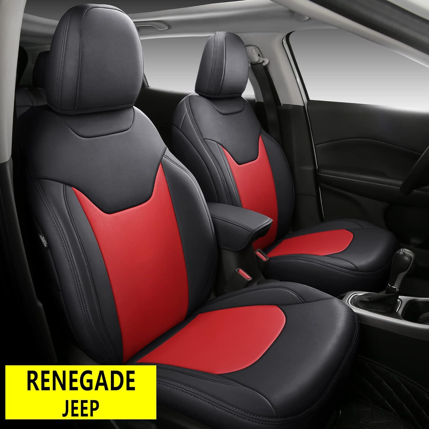 Black Faux Leather Car Seat Covers Full Set for Jeep Cherokee F484