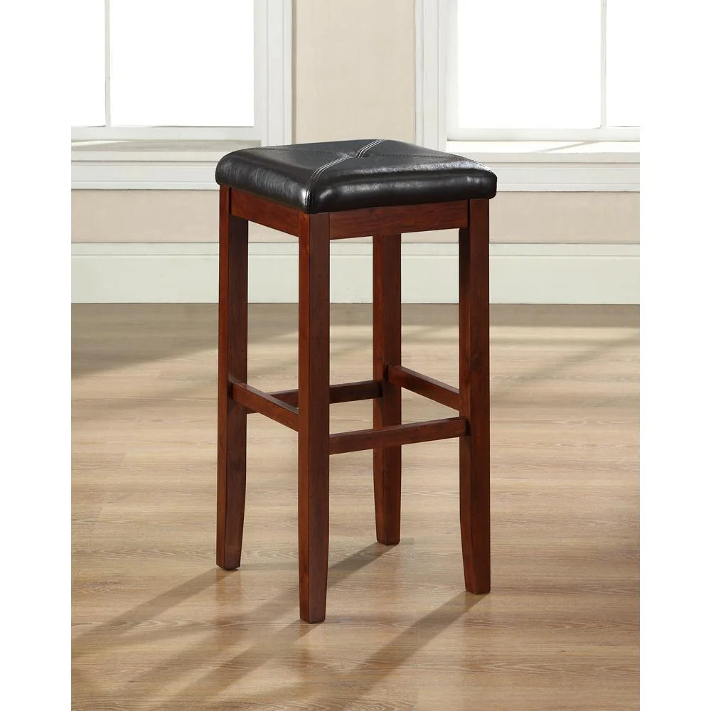 Mahogany Wood Tufted Bar Stool Set of 2 H279