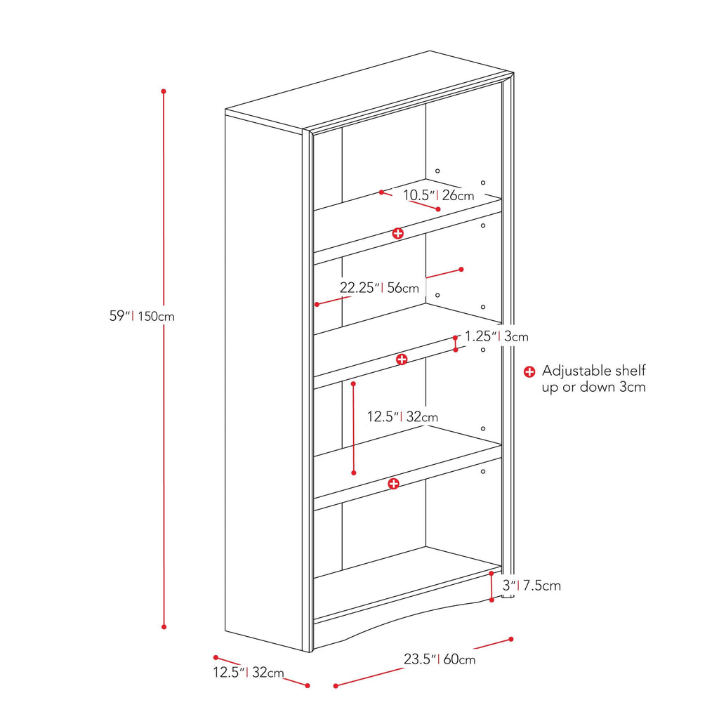 Brown Tall Adjustable Bookcase with Faux Woodgrain Finish I418