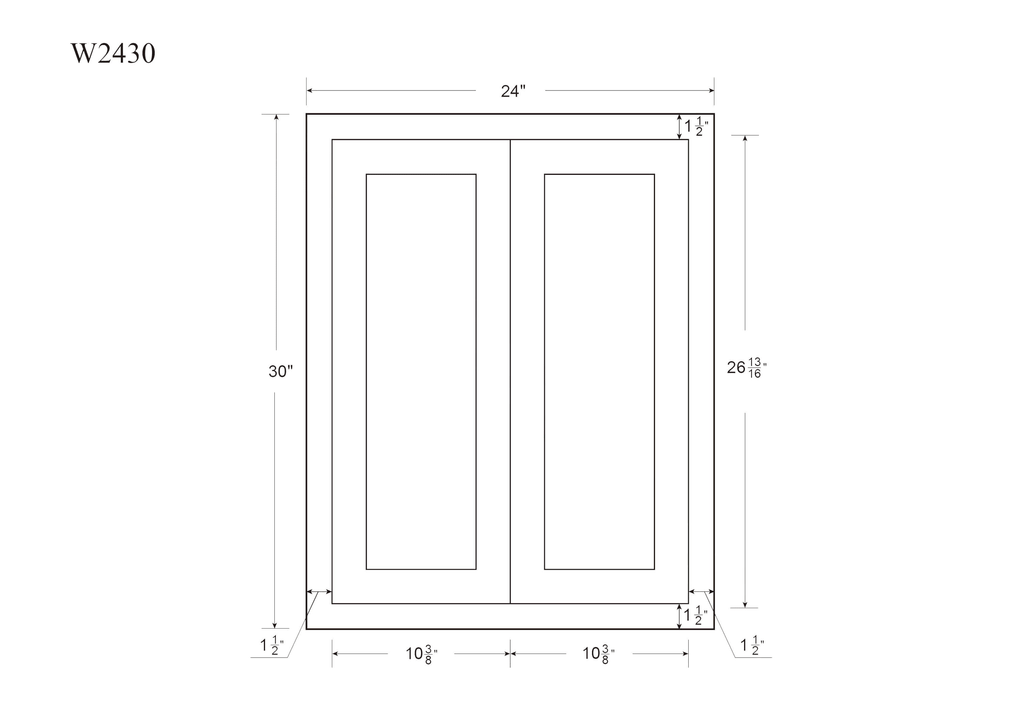 24 inch Wide 30 inch Tall 14 inch Deep Kitchen Cabinet Snow White Inset Shaker Double Door Unassembled F95629