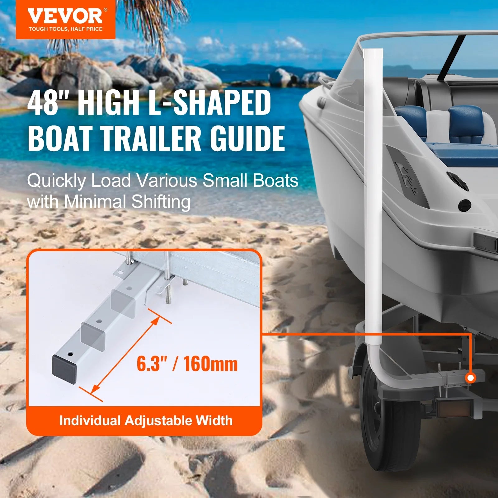 48” Galvanized Boat Trailer Guide on PVC Poles P2227
