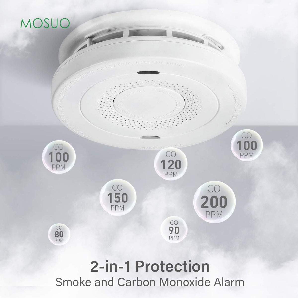 Dual Sensor Smoke and Carbon Monoxide Detector Alarm, 10-Year Battery, Pack of 2 C272