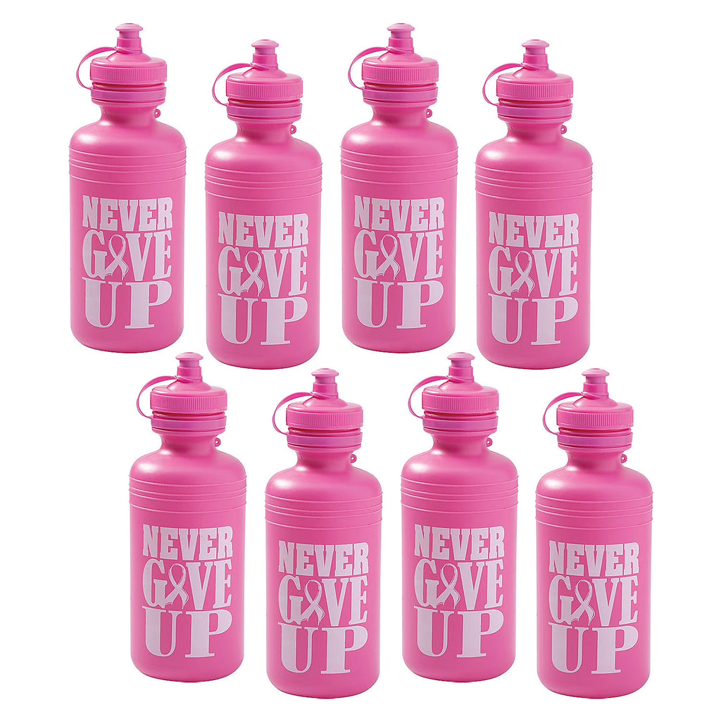 Pink Ribbon Reusable BPA-Free Plastic Water Bottles Bulk 60 Ct F76067