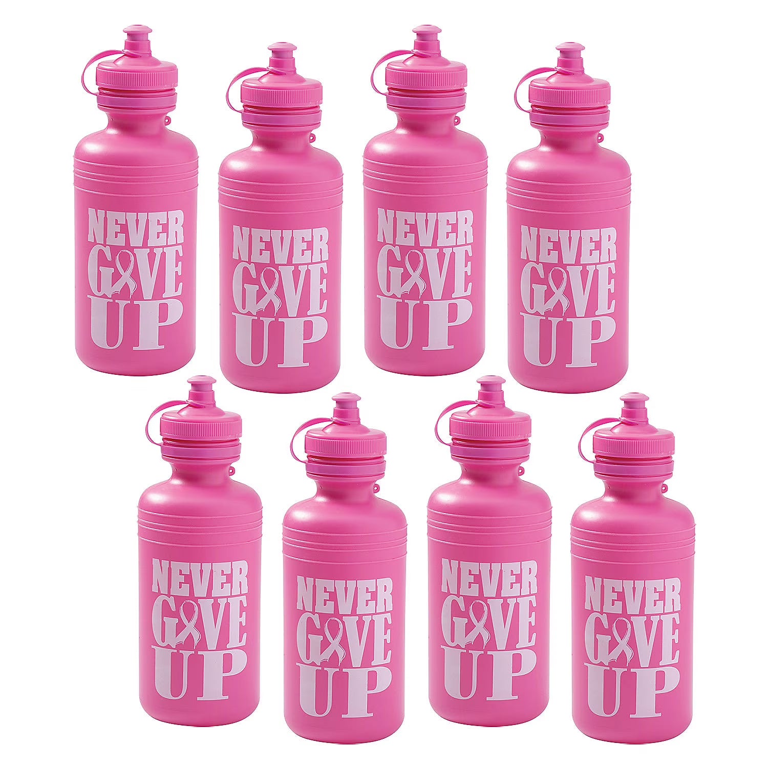 Pink Ribbon Reusable BPA-Free Plastic Water Bottles Bulk 60 Ct F76067