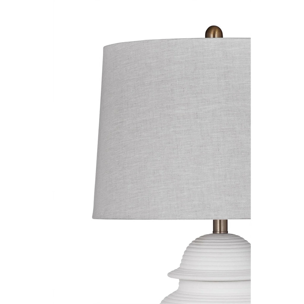 Ceramic Table Lamp with Tapered Shade in White/Gray V2644