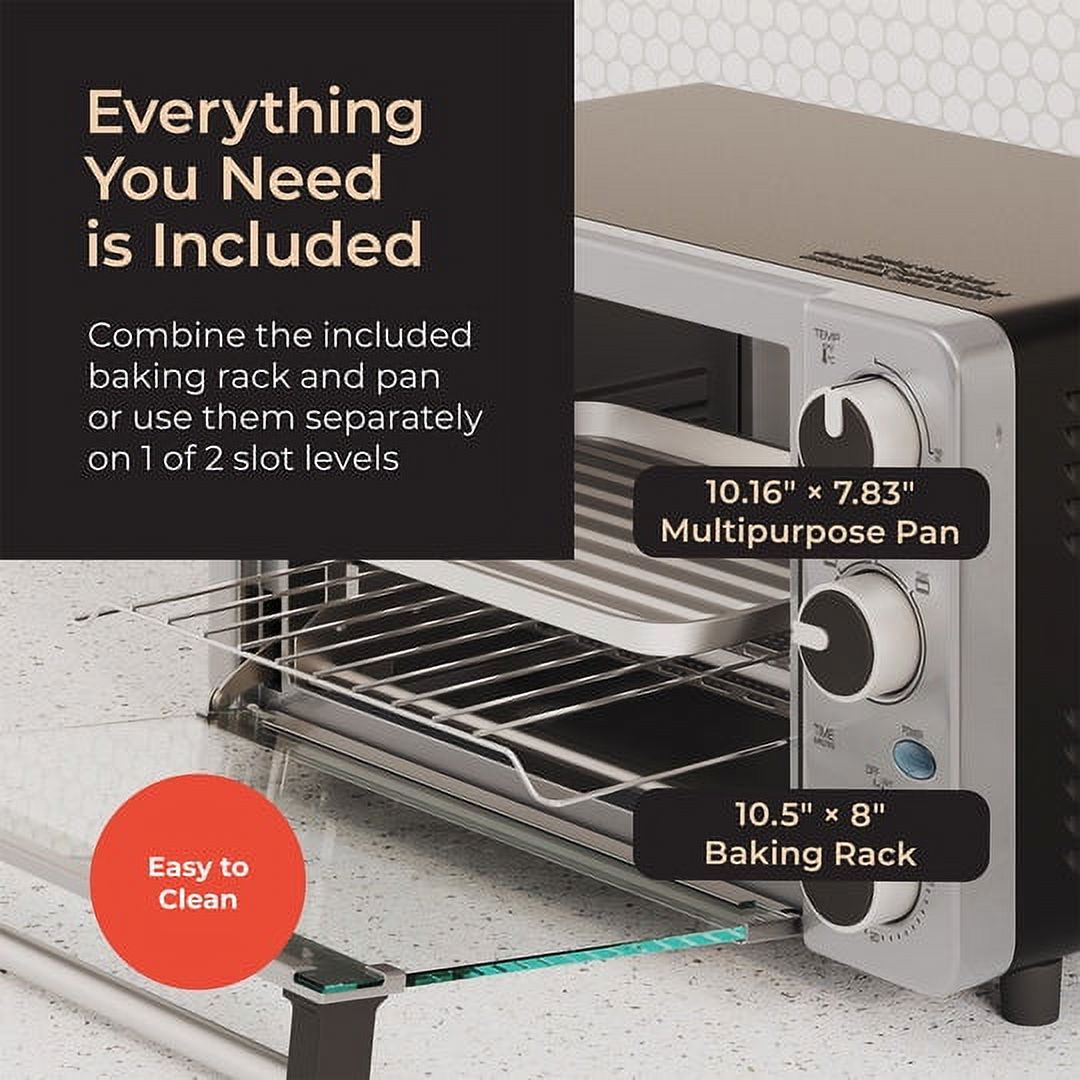 Stainless Steel 4 Slice Toaster Oven with 30 Minute Timer Y98772