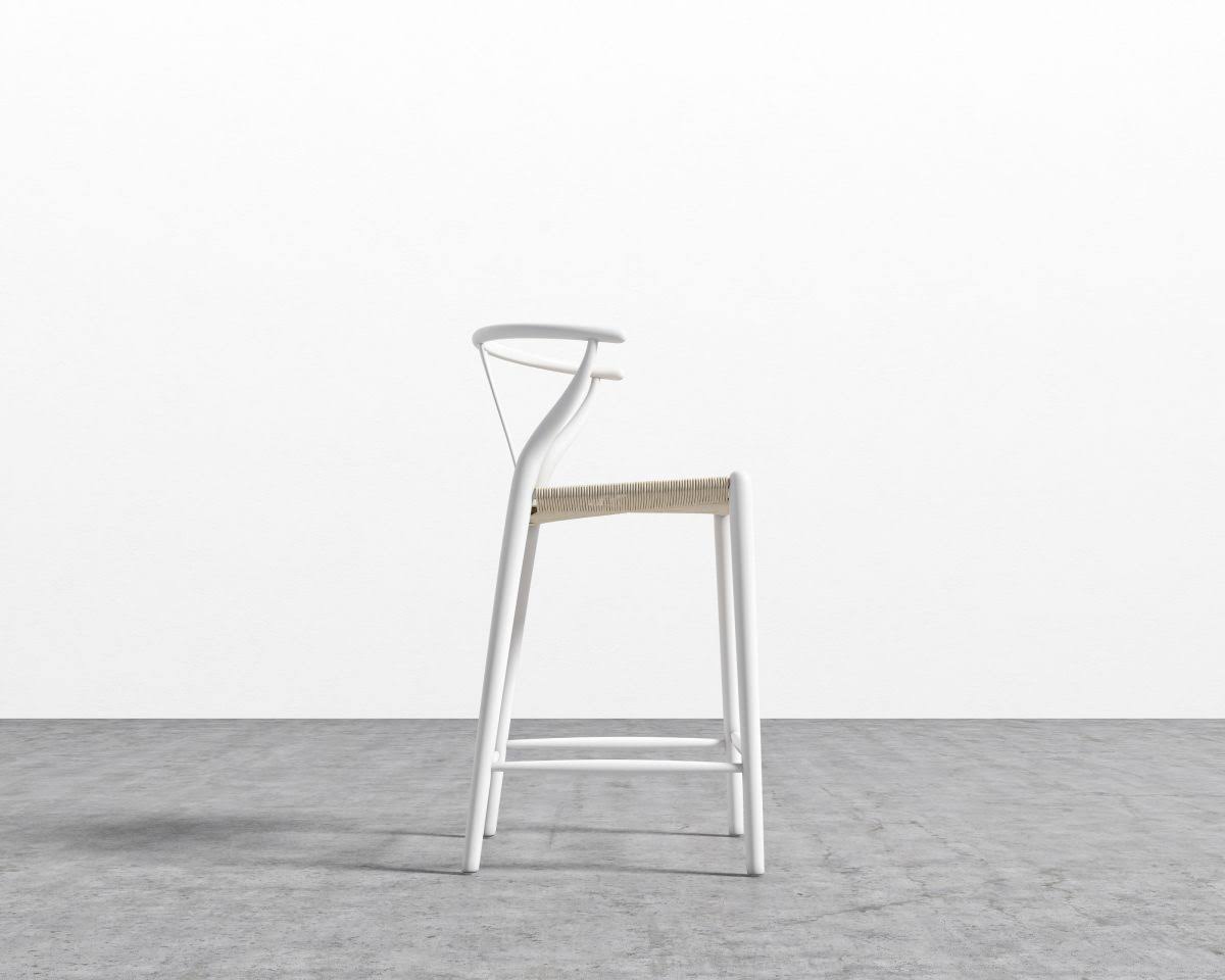White Lacquer Wood Bar Stool L6700