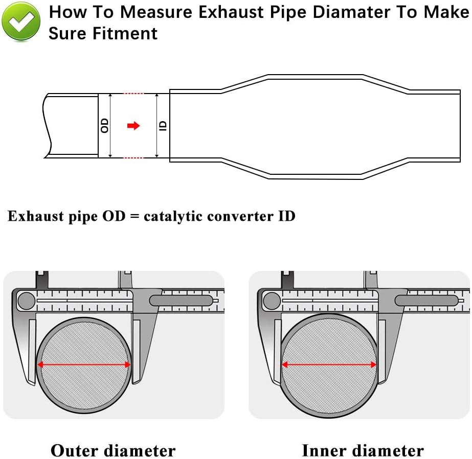2.25" Inlet/Outlet Universal Catalytic Converter, High Flow Exhaust Pipe, Pack of 2 E461289