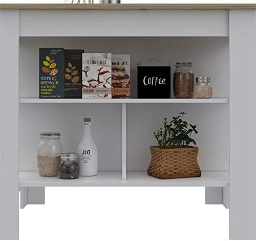 White Base Light Oak Top Kitchen Island N96629