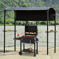 Outdoor Iron BBQ Grill Gazebo with Side Awning N3384