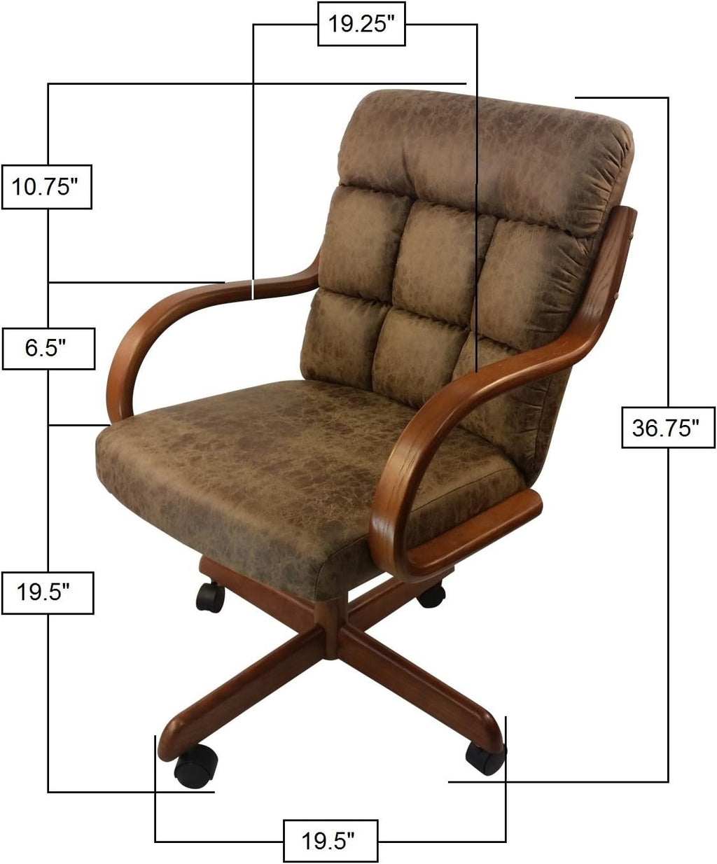 Rawhide Microsuede Swivel Tilt Caster Arm Chair Q573309