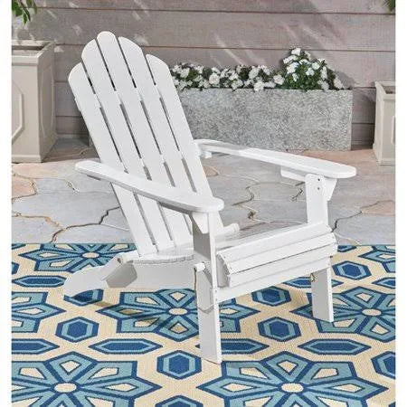 White Solid Wood Folding Adirondack Chair R534771
